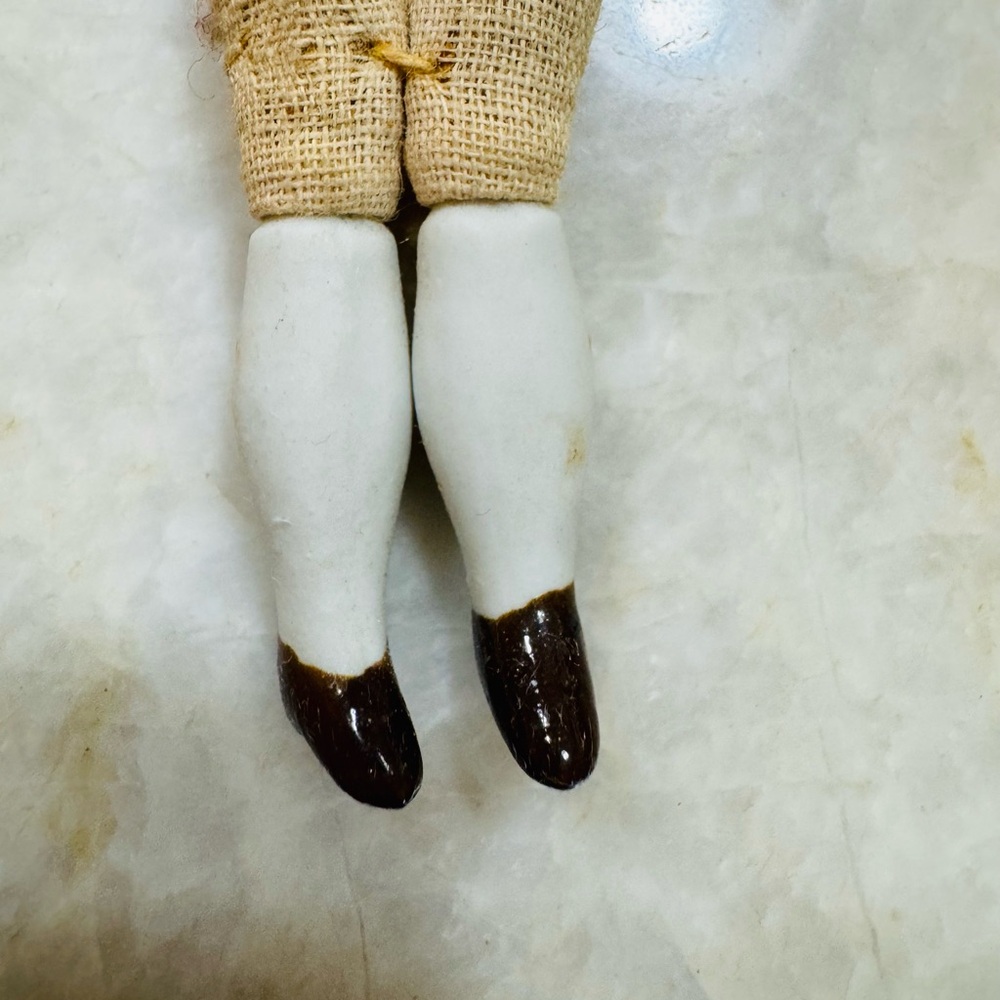 Antique Hertwig Lowbrow China Head Doll Germany 6” Porcelain Bisque c1900 - Picture 5 of 9